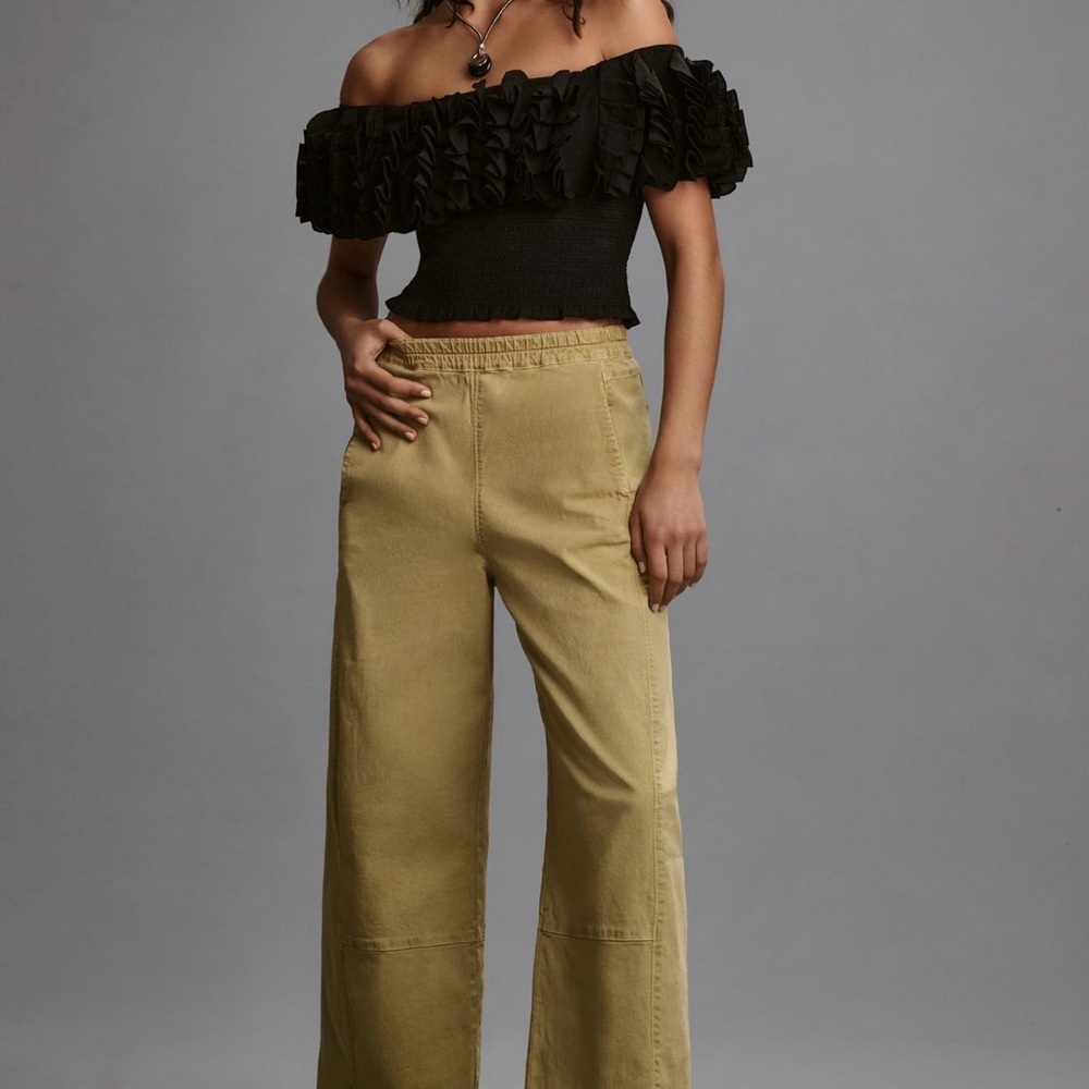 Anthropologie Wide-Leg Utility Pants in Olive